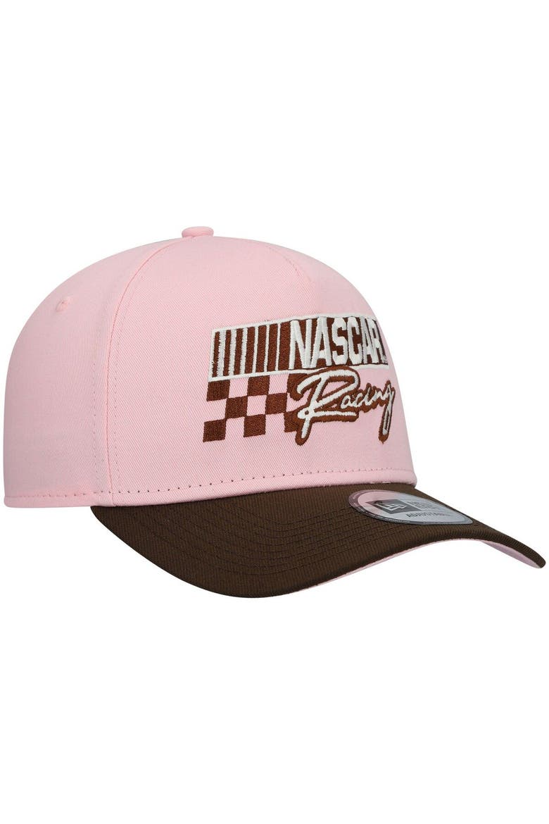 Men's New Era Pink/Brown NASCAR 9FORTY A-Frame Snapback Hat, Alternate, color, Pink