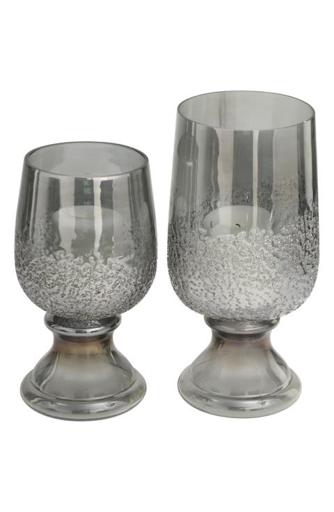 Set of 2 Modern Glass Candleholders