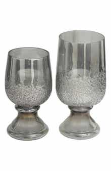 VIVIAN LUNE HOME Set of 2 Modern Glass Candleholders