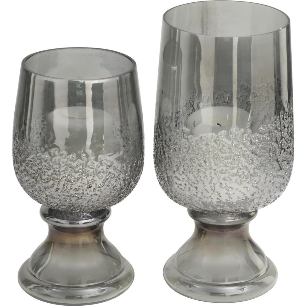 Vivian Lune Home Set Of 2 Modern Glass Candleholders In Gray