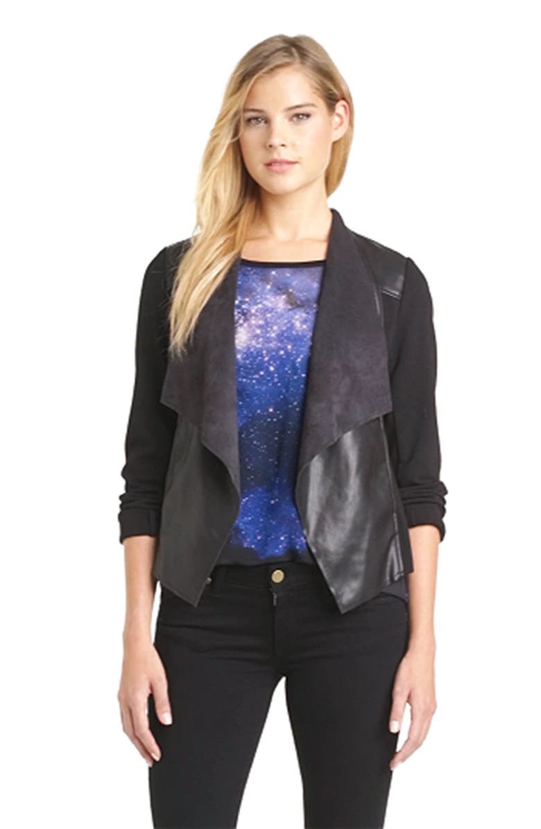 KUT from the Kloth 'Lincoln' Faux Leather Drape Front Jacket, Alternate, color, 