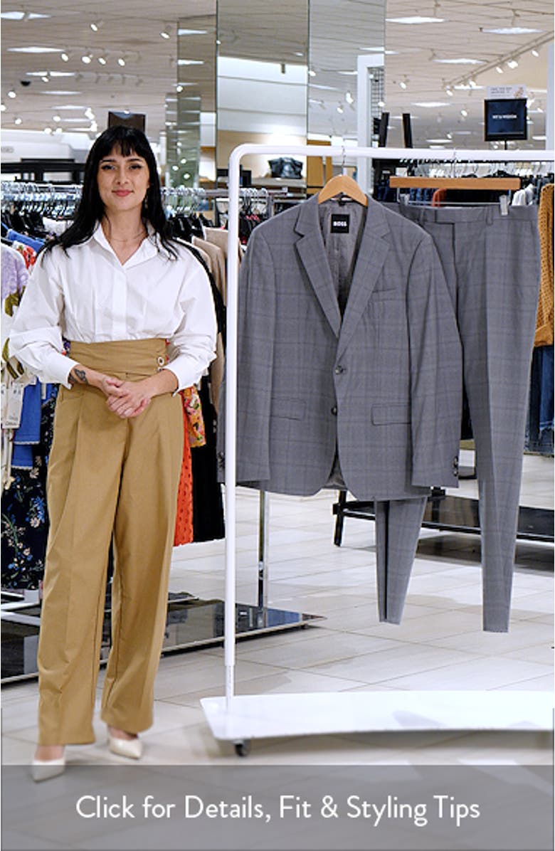 Huge Slim Fit Brown Windowpane Check Virgin Wool Suit, sales video thumbnail