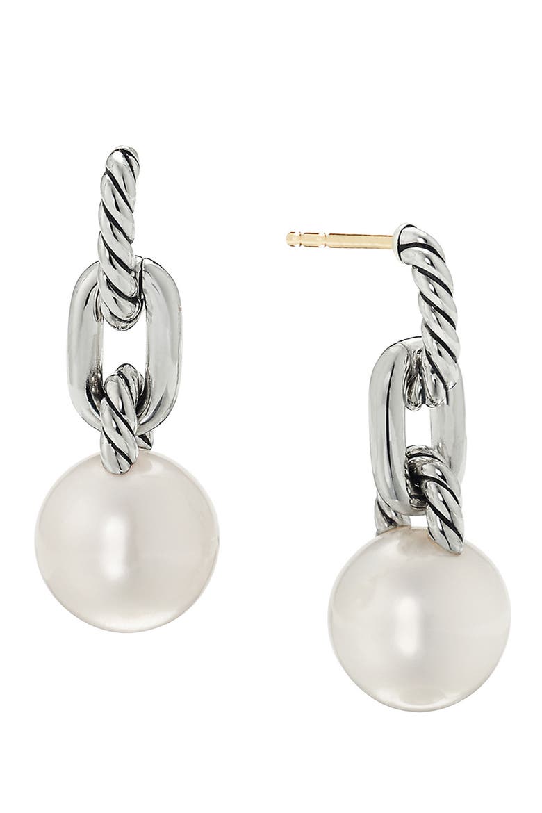 Madison® Pearl Chain Drop Earrings, Main, color, SILVER