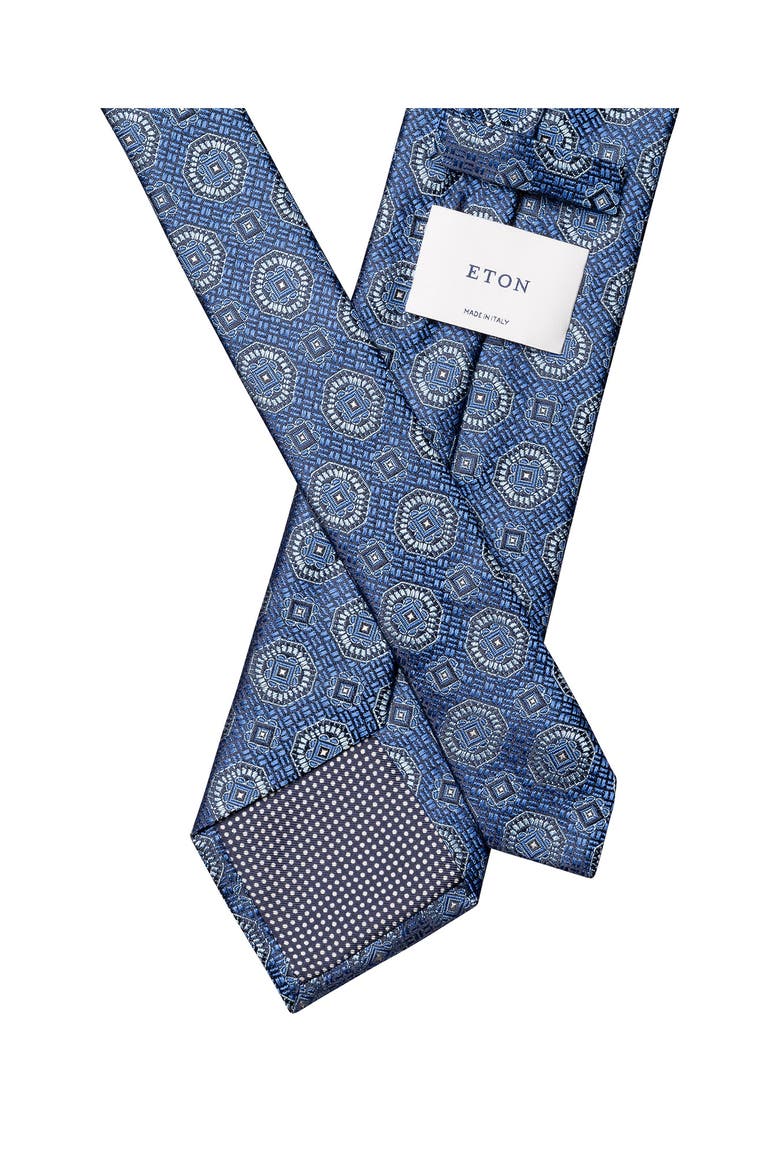 Medallion Silk Tie, Alternate, color, NAVY