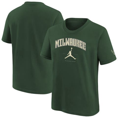 Youth Jordan Brand Hunter Green Milwaukee Bucks Essential Cities T-Shirt