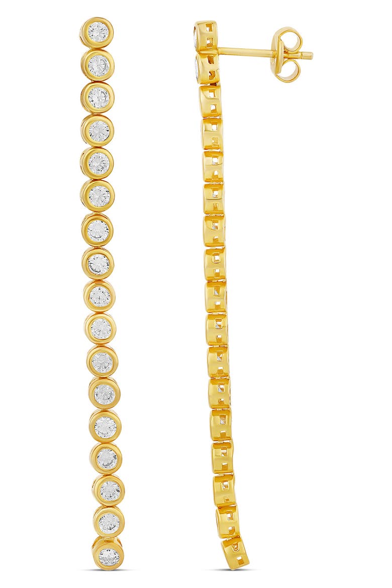 Round Bezel Set Drop Earrings, Main, color, GOLD