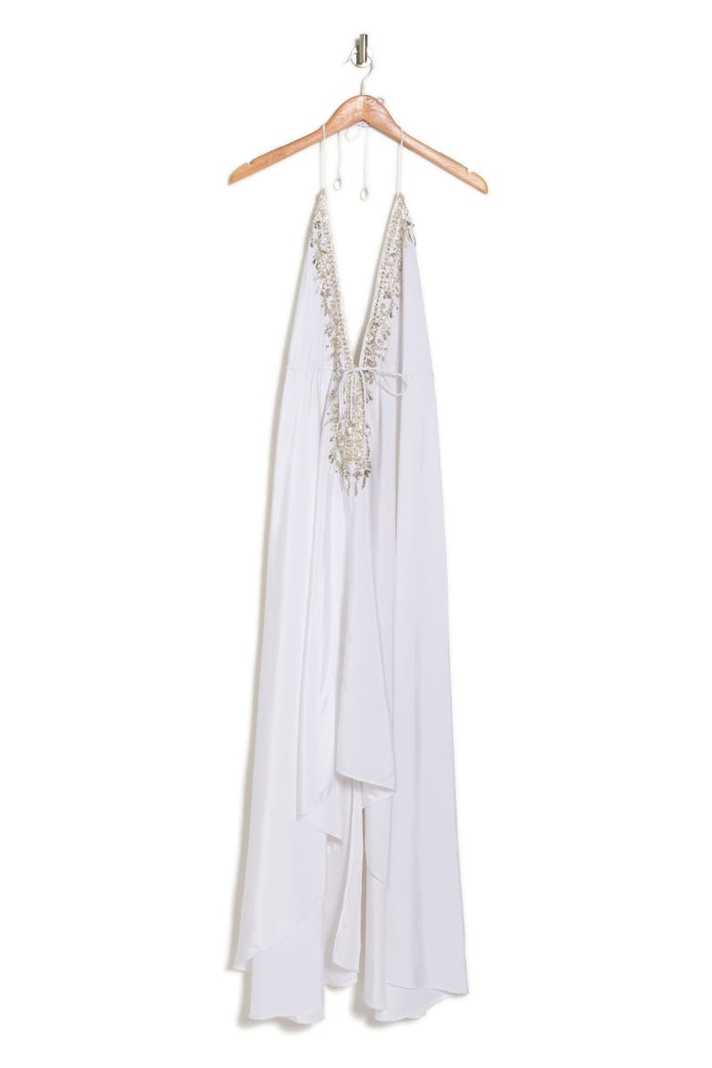 Embellished Halter Maxi Dress, Alternate, color, WHITE