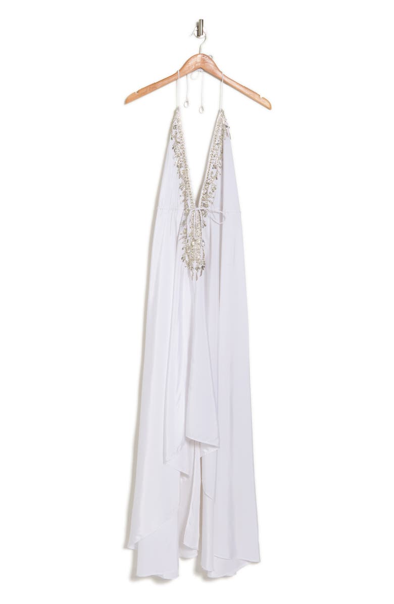 RANEES Embellished Halter Maxi Dress, Alternate, color, White