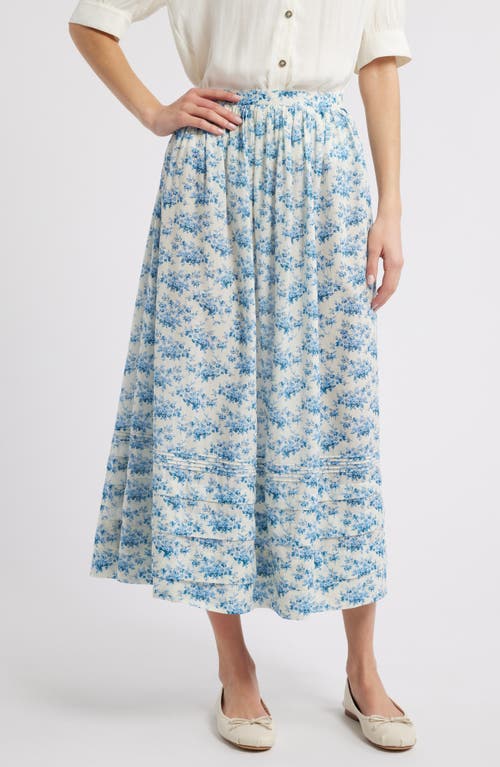 Doen Dôen Marcie Floral Organic Cotton Maxi Skirt In Bleu Rosier Floral
