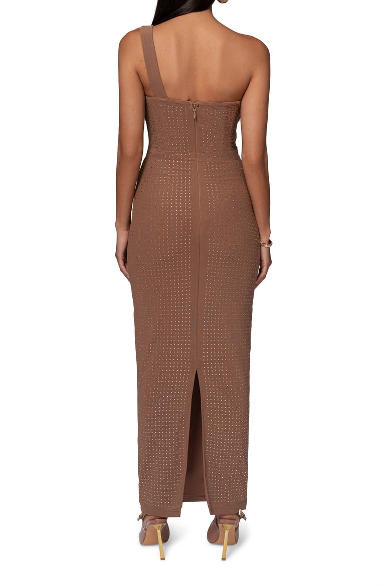 Krishna One-Shoulder Sparkle Mesh Cocktail Dress, Alternate, color, BROWN