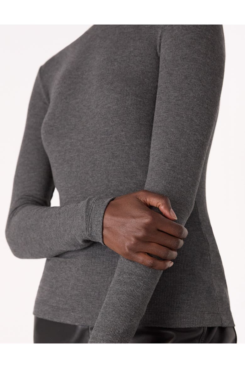 Essential Ribbed Crew Long Sleeve Top, Alternate, color, Dark Grey