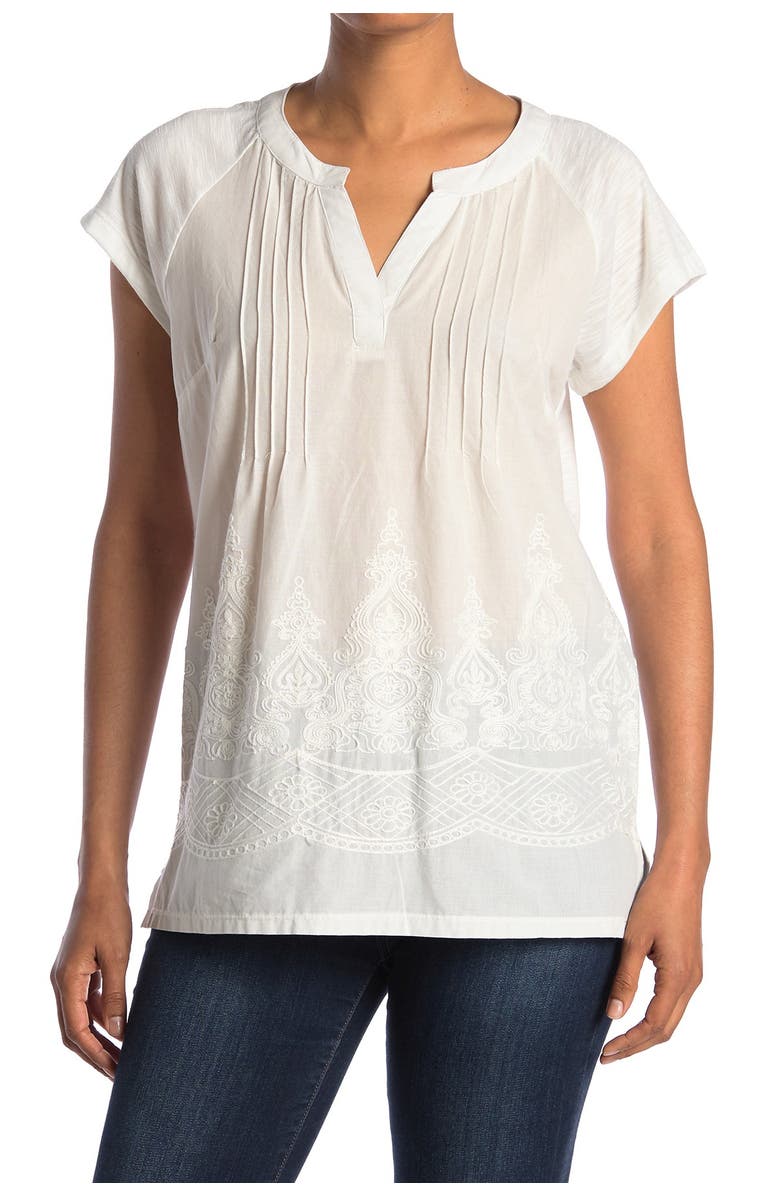 Forgotten Grace Pintuck Pleat Embroidered Tunic, Main, color,