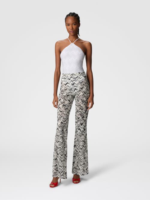 MISSONI MISSONI FLARE TROUSERS IN SLUB ZIGZAG VISCOSE BLEND 