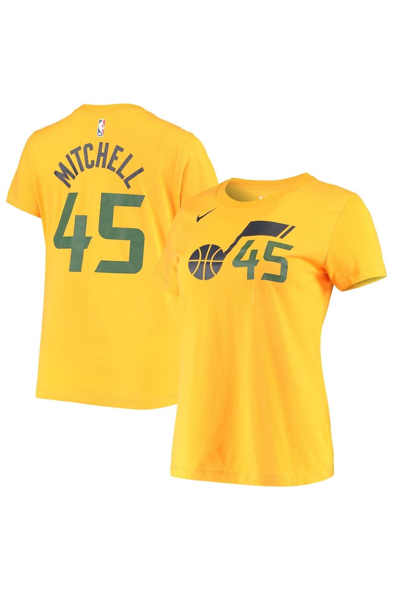 Women's Nike Donovan Mitchell Gold Utah Jazz 2019/20 City Edition Name & Number T-Shirt, Main, color, Gold