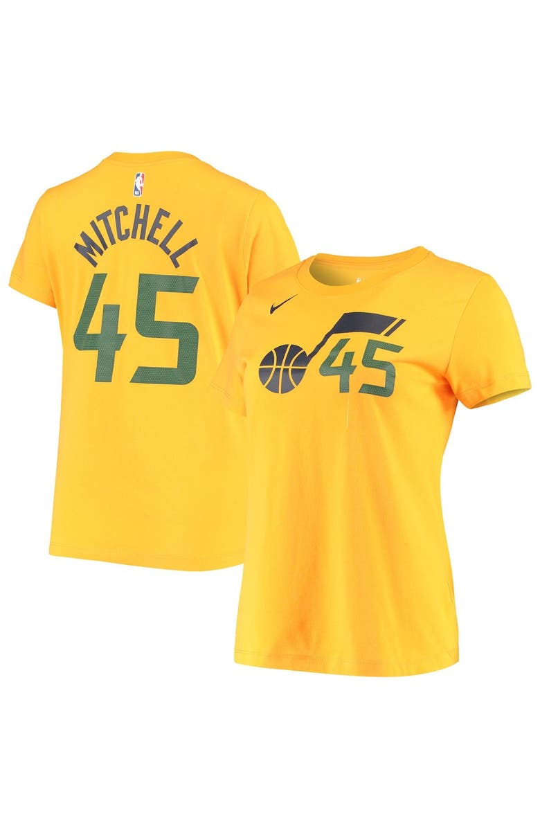 Nike Women's Nike Donovan Mitchell Gold Utah Jazz 2019/20 City Edition Name & Number T-Shirt, Main, color,