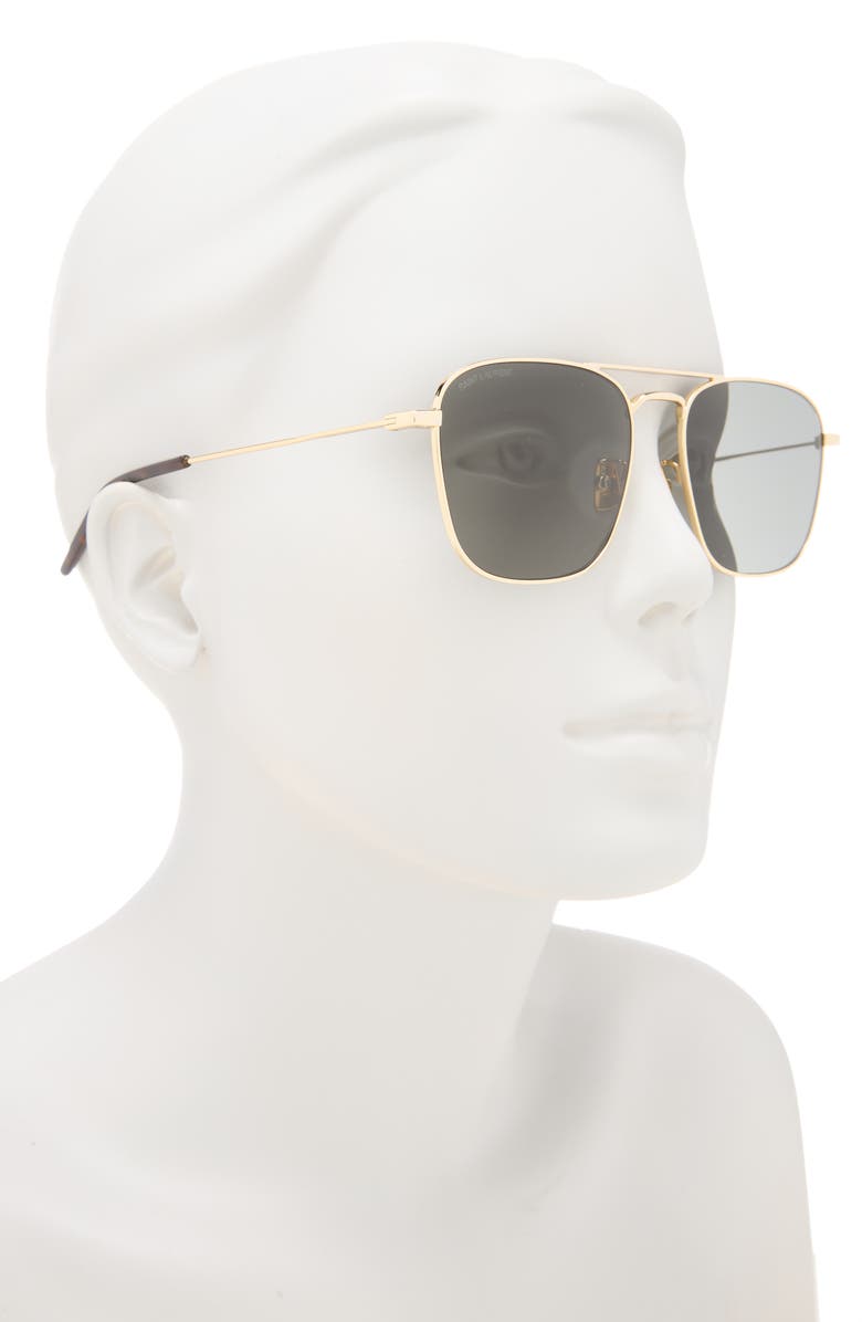 Saint Laurent 56mm Aviator Sunglasses, Alternate, color, Gold Gold Grey