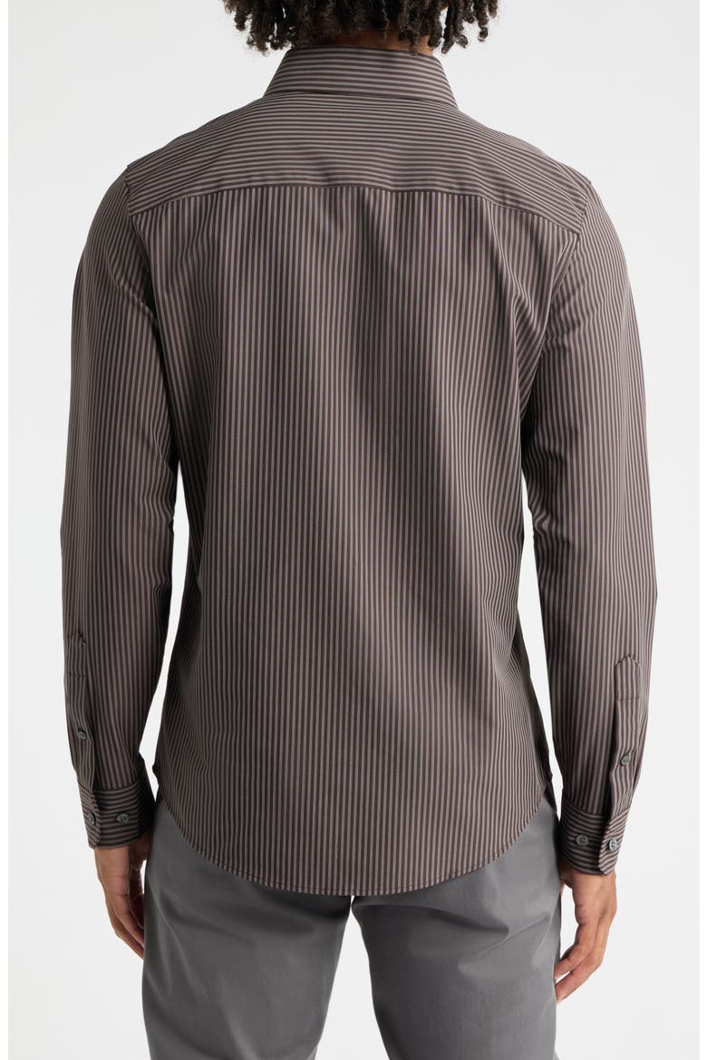 State of Mind Slim Fit Pinstripe Button-Up Shirt, Alternate, color, DARK ESPRESSO STRIPE