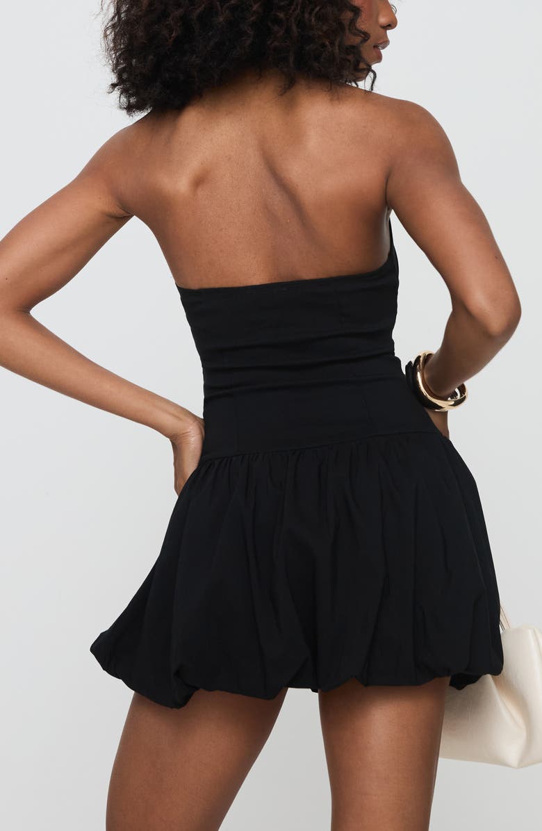 Princess Polly Gigli Bubble Hem Halter Minidress, Alternate, color, Black