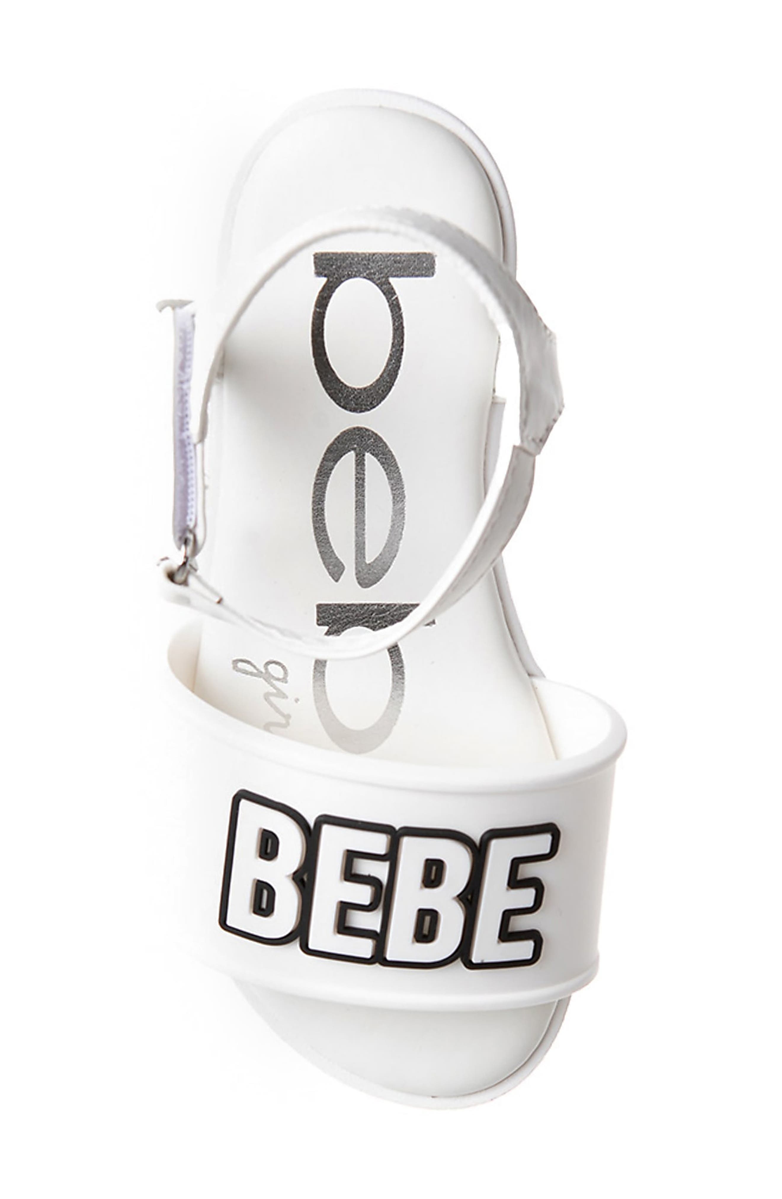 bebe Kids' Logo Sandal, Alternate, color, White