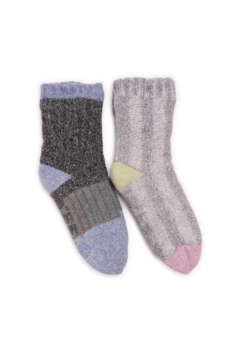 MUK LUKS Color Blocked Sweater Cabin Socks, Main, color, Purple