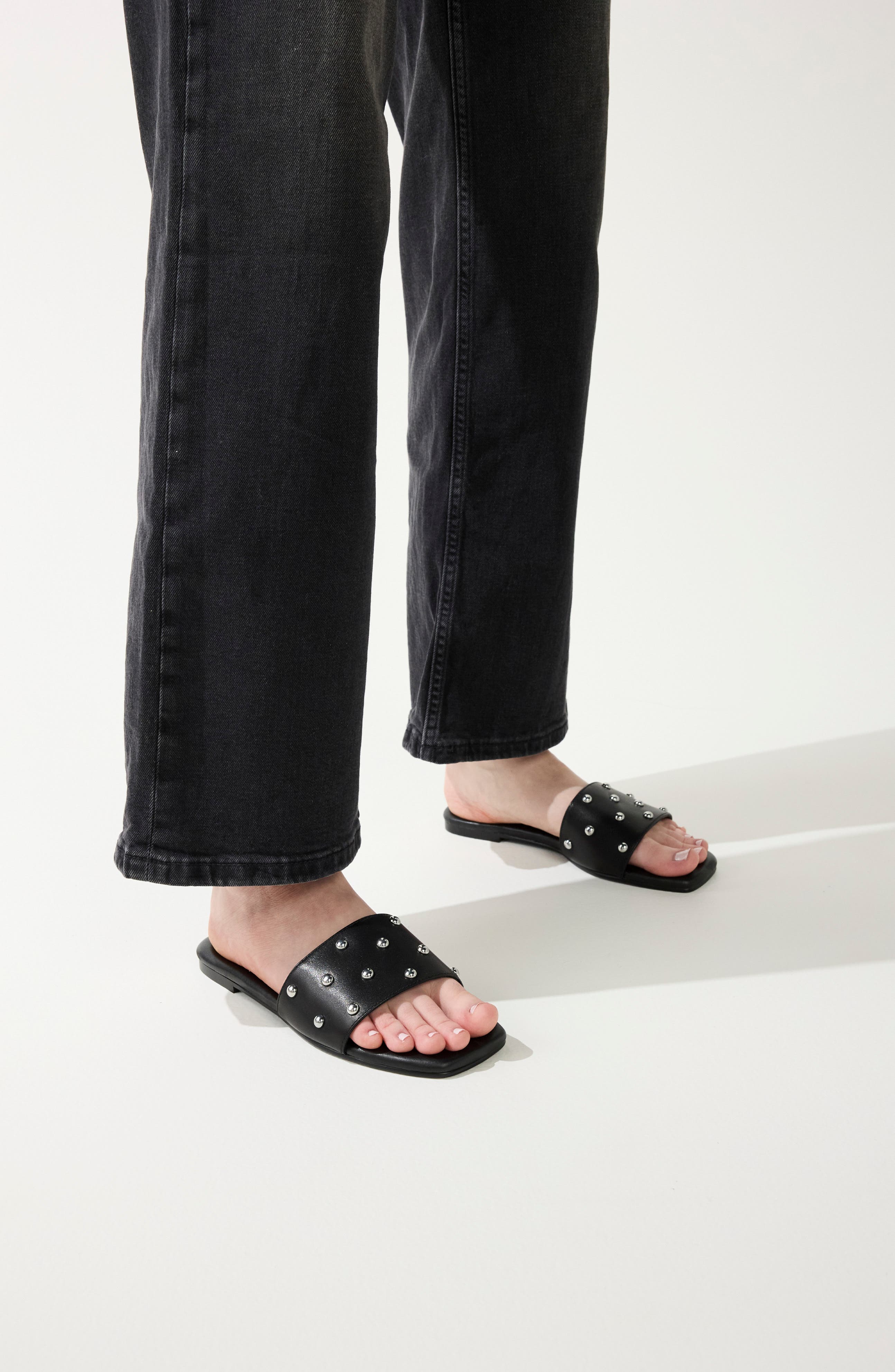 Yosi Samra Harley Studded Slide Sandal, Alternate, color, Black