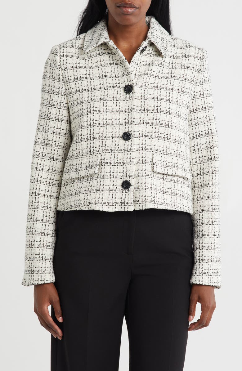 Amanda & Chelsea Lady Like Bouclé Jacket, Main, color, Cream/ Black
