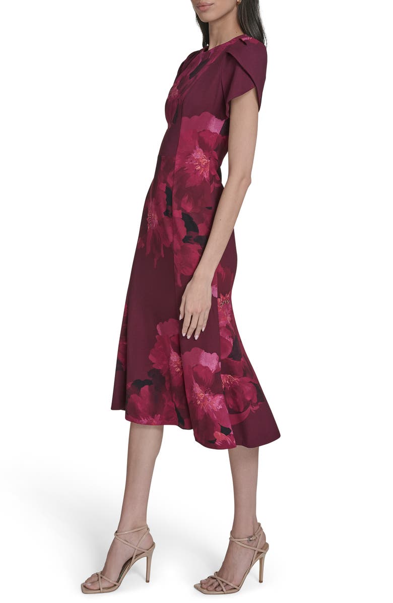 Calvin Klein Floral Sheath Midi Dress, Alternate, color, Rosewood Multi