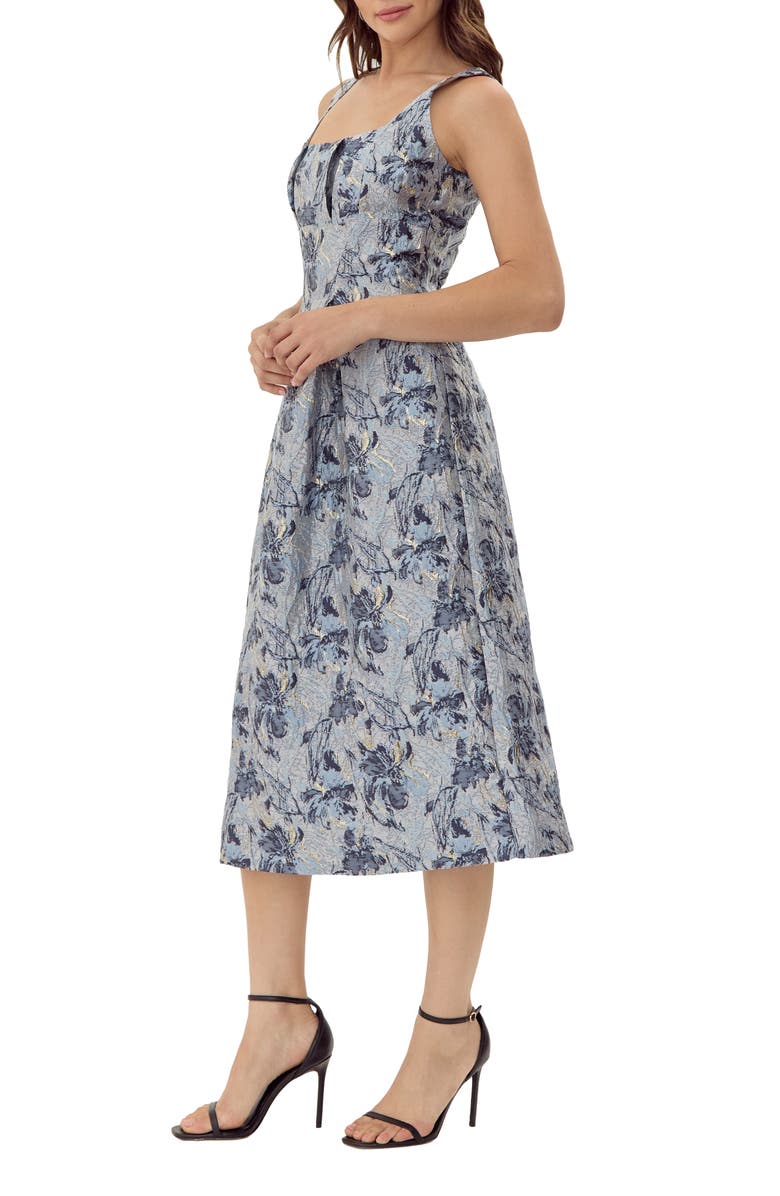 Adelyn Rae Stefani Metallic Floral Jacquard Midi Dress, Alternate, color,