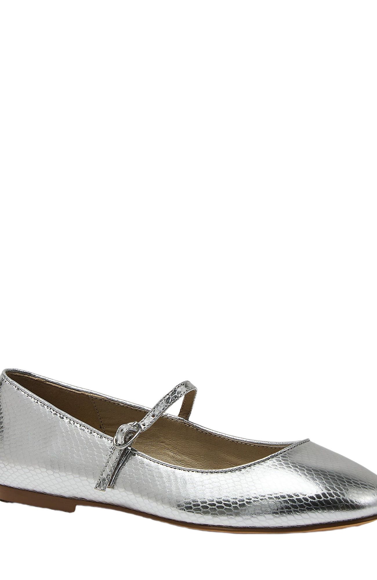Lands
 End Classic Metallic Mary Jane Flats, Main, color, Silver
