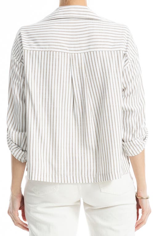 MAX STUDIO MAX STUDIO GRID PRINT ROLL SLEEVE POPOVER SHIRT