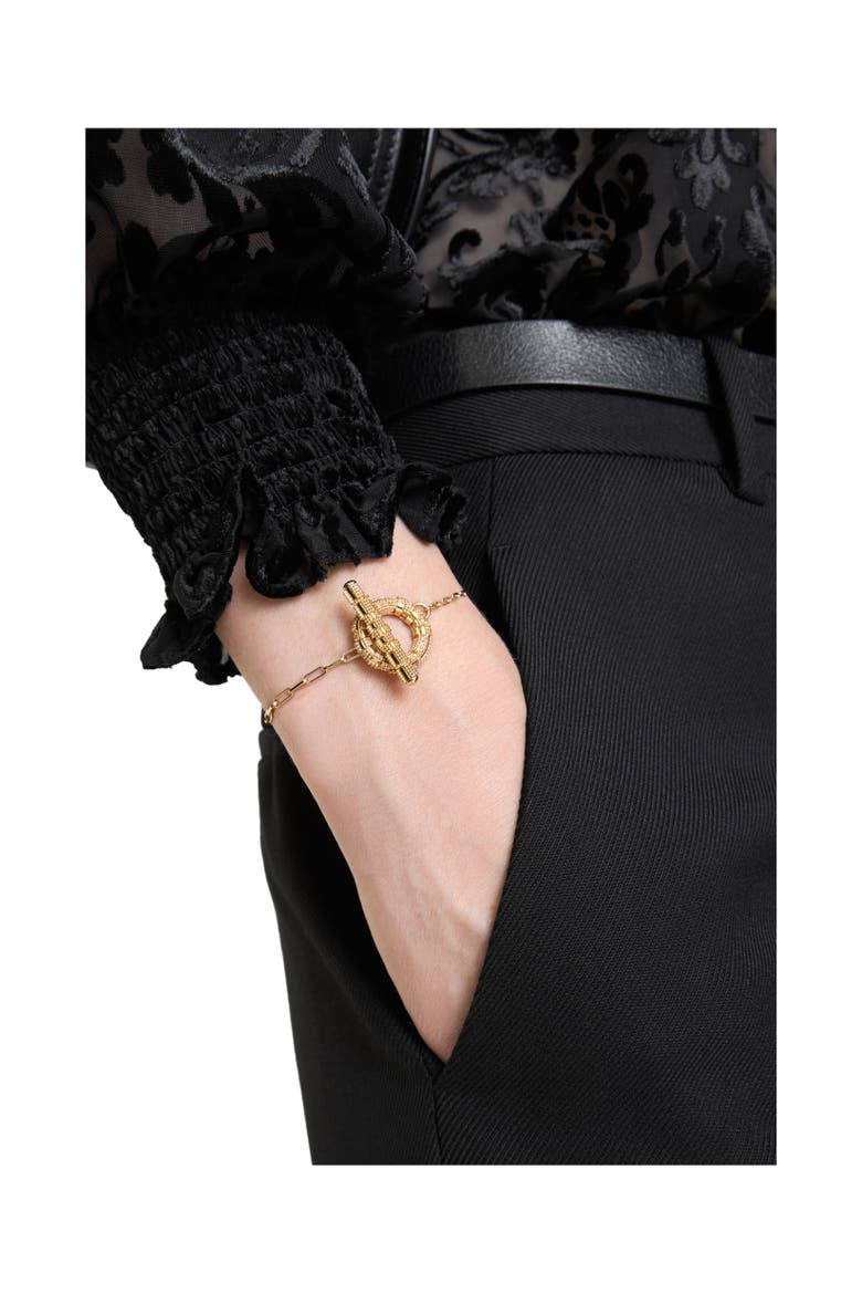 Check Granulation T-Bar Bracelet, Alternate, color, Gold