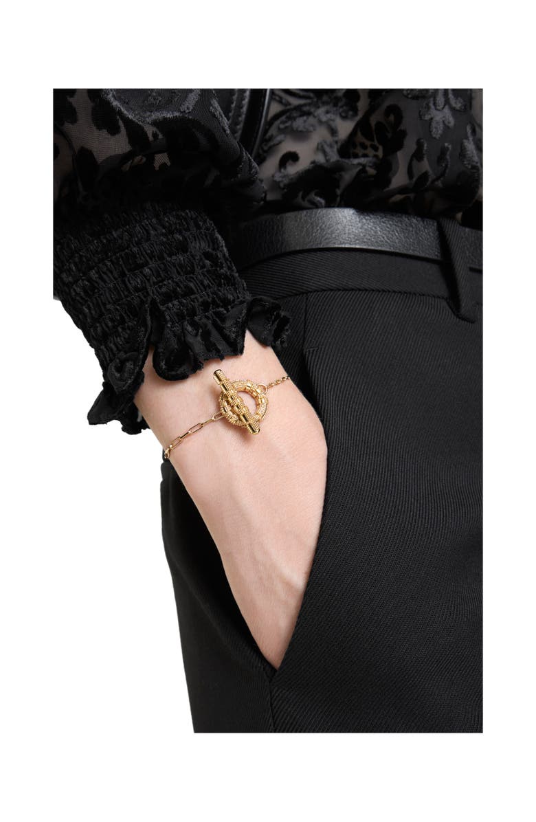 Burberry Check Granulation T-Bar Bracelet, Alternate, color, Gold