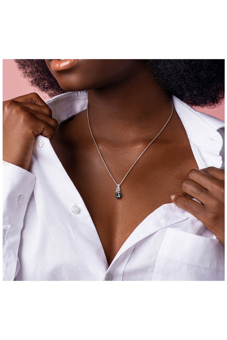 Cultured Tahitian Pearl Pendant Necklace, Alternate, color, BLACK