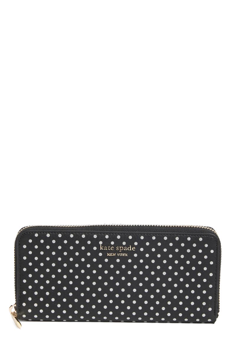 spencer metallic dot slim continental wallet, Main, color, BLACK MULTI.