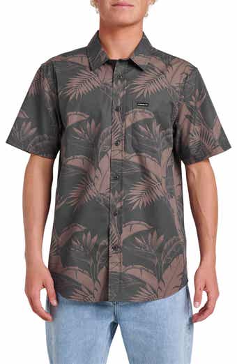 Quiksilver Kahnu Classic Fit Leaf Print Short Sleeve Button-Up Shirt