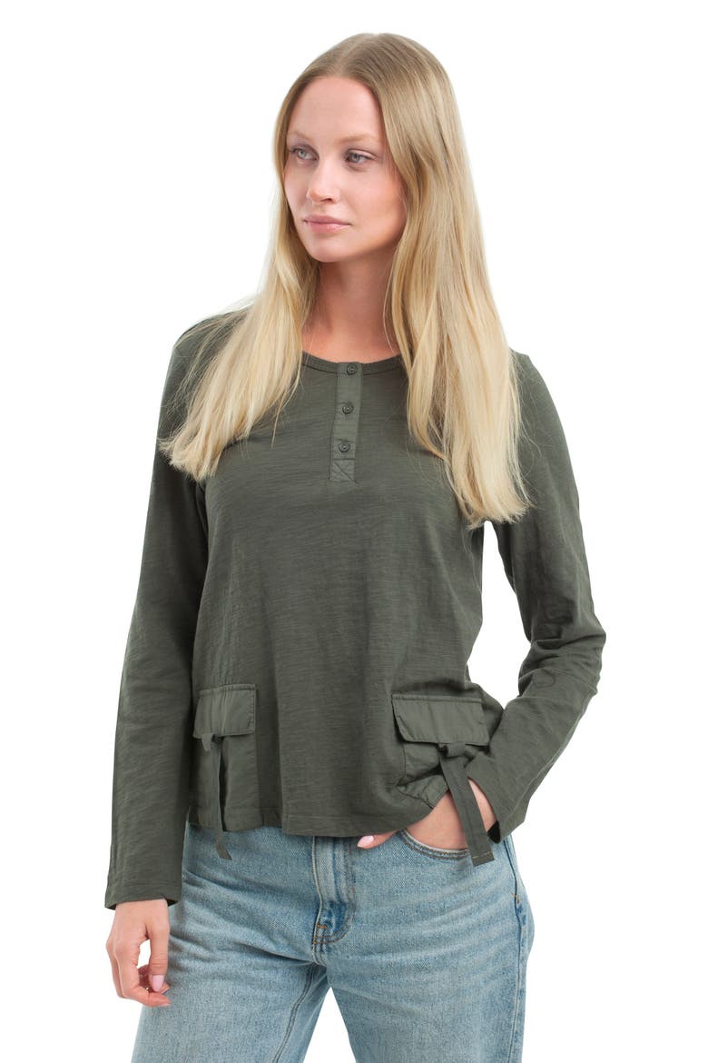 U-Neck Button Placket Tee, Alternate, color, Kambaba