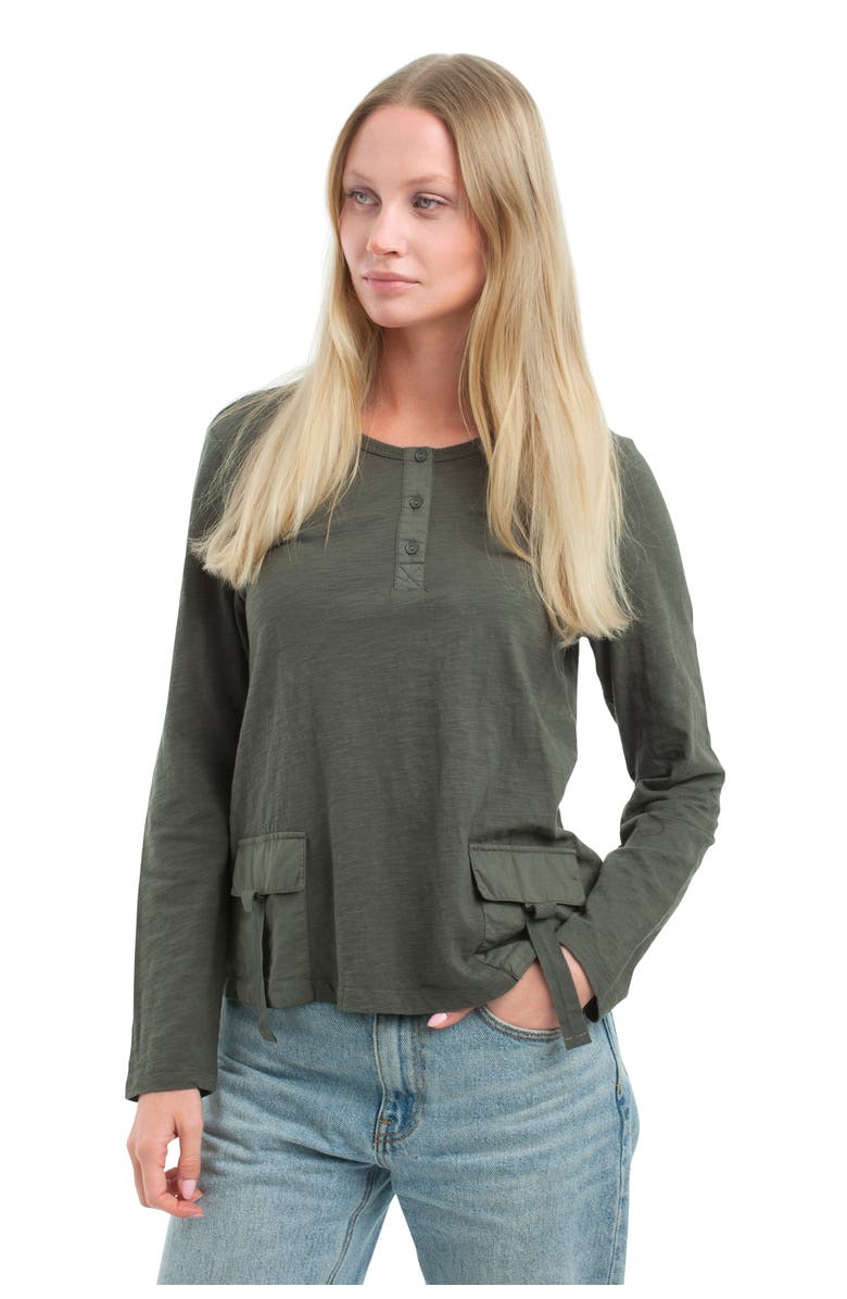 WILT Clothing U-Neck Button Placket Tee, Alternate, color, Kambaba