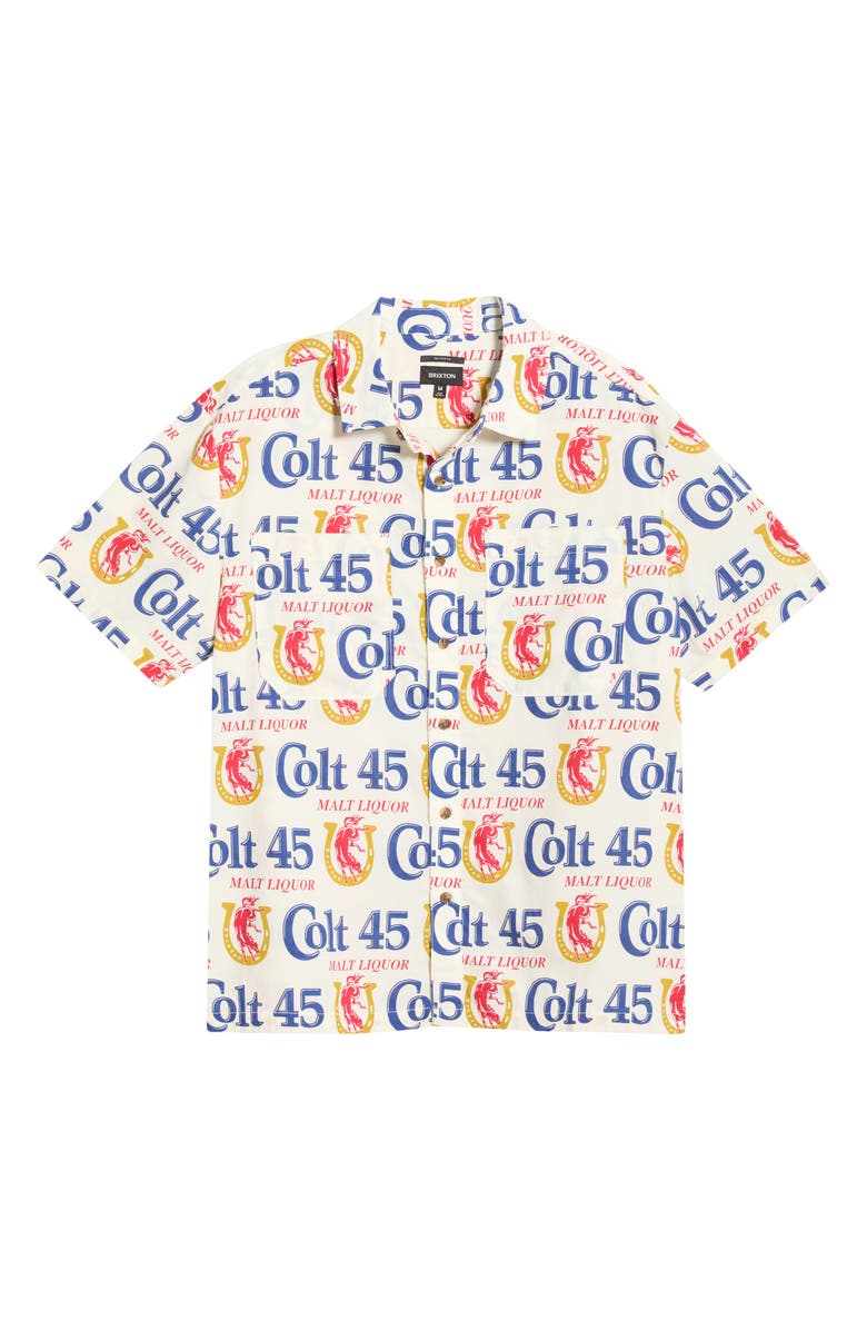 Brixton x Colt 45 Print Button-Up Shirt, Alternate, color, White Multi