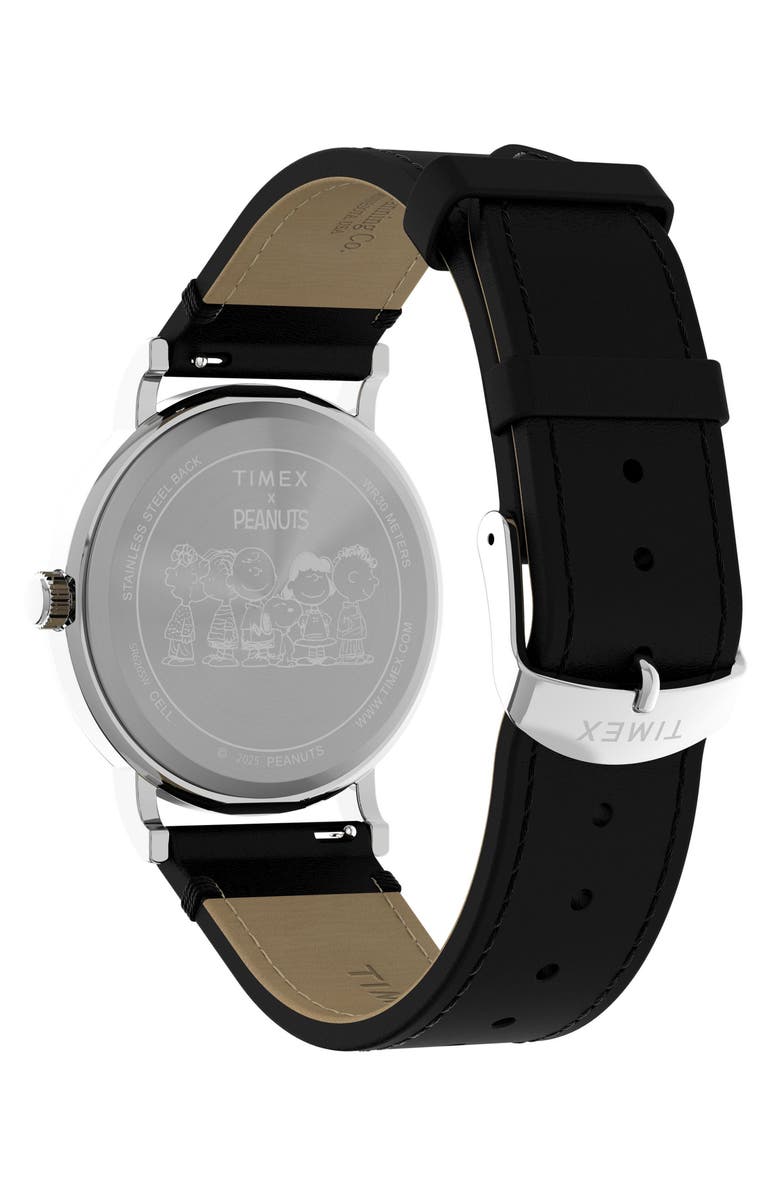 Timex<sup>®</sup> x Peanuts Weekender 75th Anniversary Edition Leather Strap Watch, 38mm, Alternate, color, White