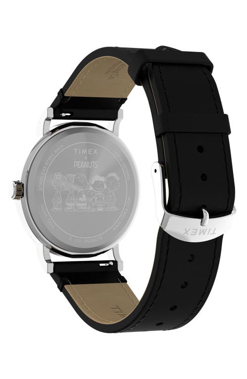 Timex ® X Peanuts Weekender 75th Anniversary Edition Leather Strap Watch, 38mm In Black