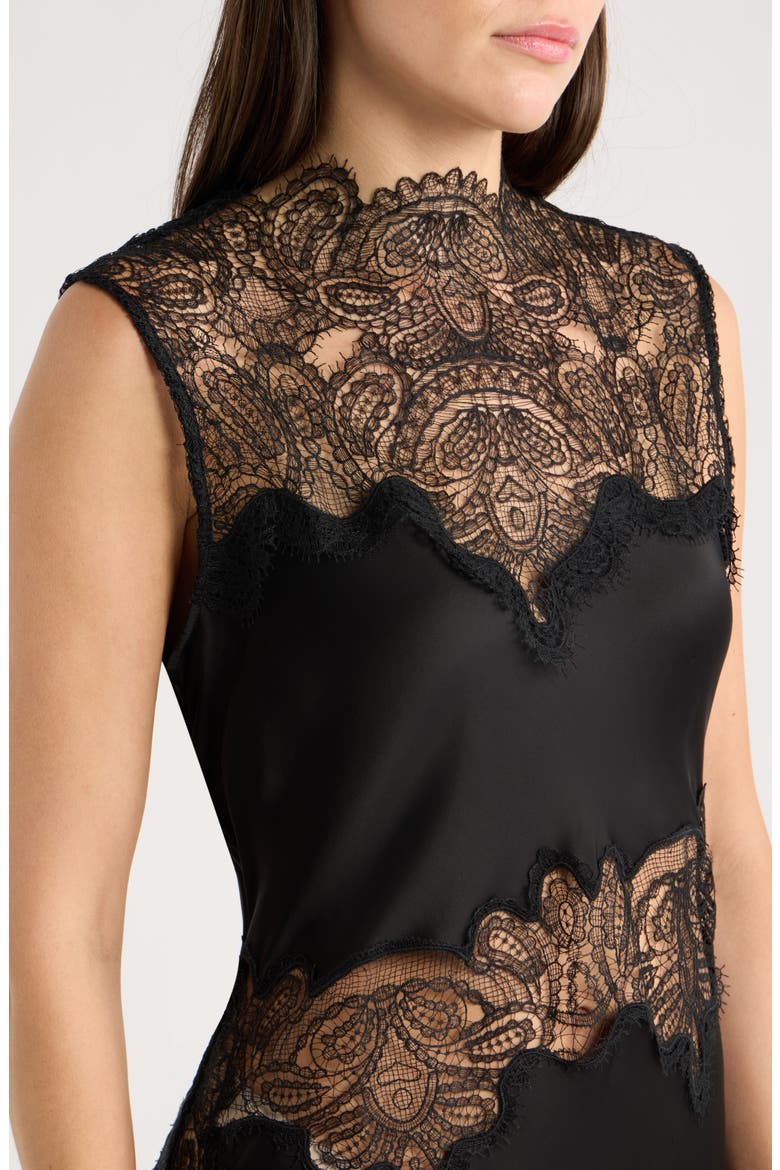 Jamila Lace Trim Gown, Alternate, color, BLACK