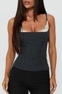 Princess Polly Renaissance Pinstripe Lace Layered Crop Corset Tank