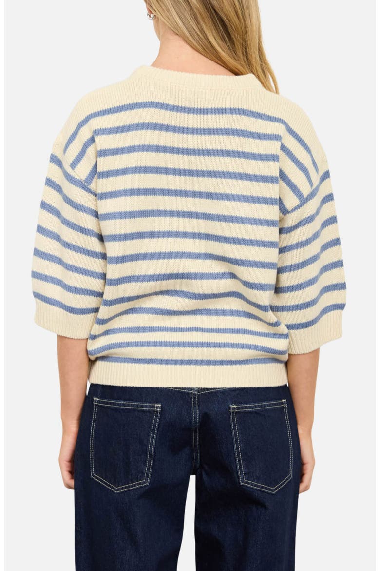 Stripe Three-Quarter Sleeve Sweater, Alternate, color, BUTTER YELLOW