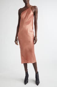 Rick Owens One-Shoulder Satin Midi Dress