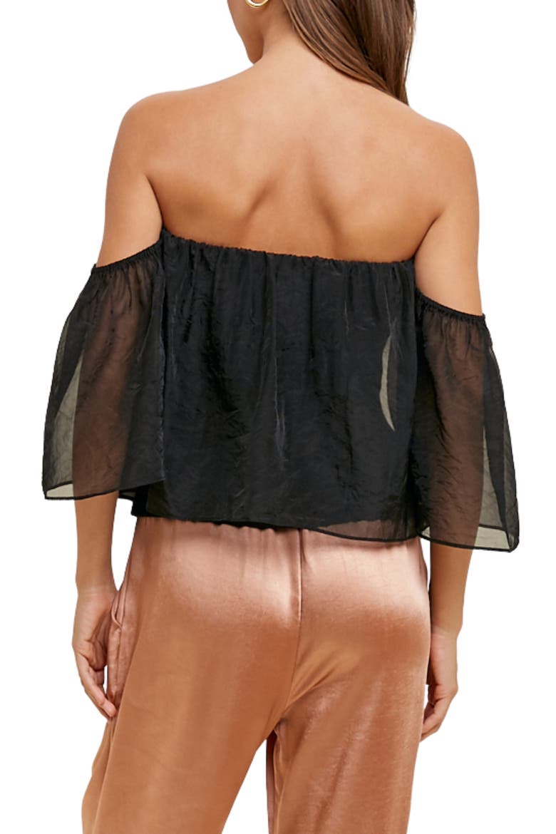 Off the Shoulder Organza Top, Alternate, color, BLACK