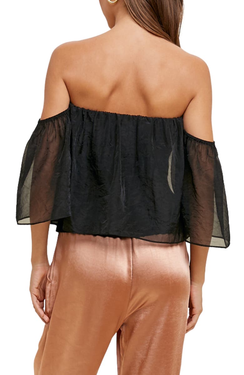 WISHLIST Off the Shoulder Organza Top, Alternate, color, Black