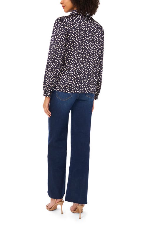 Halogen ® Polka Dot Long Sleeve Satin Top In Blue