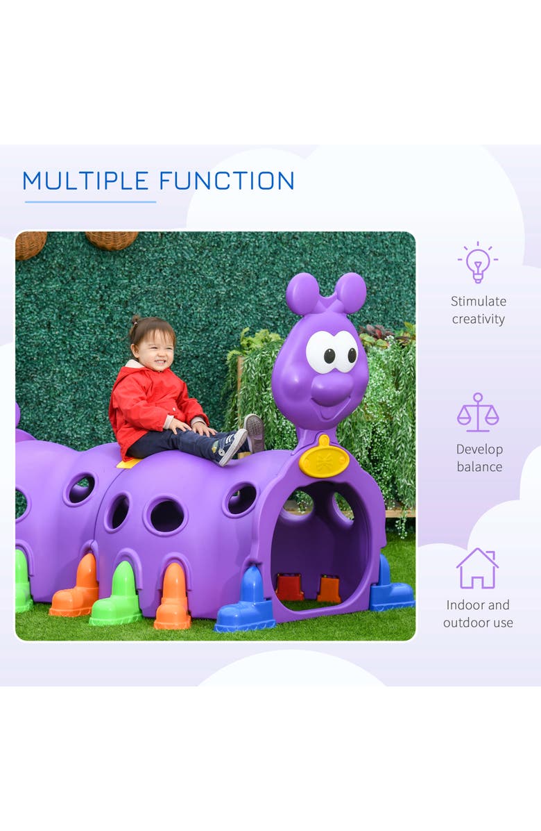 Qaba Caterpillar Climbing Tunnel for Kids Climb-N-Crawl Toy, Alternate, color, Purple