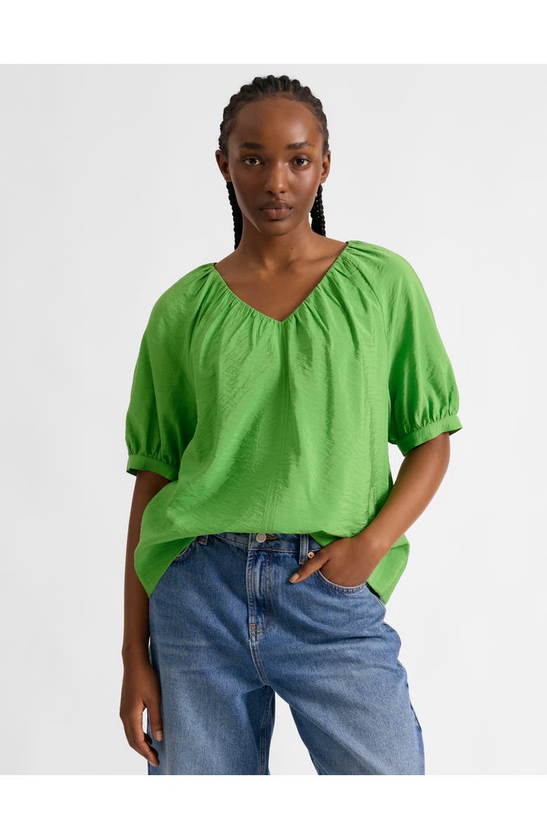 Albaray Air Flow V-Neck Gathered Top, Main, color, Green