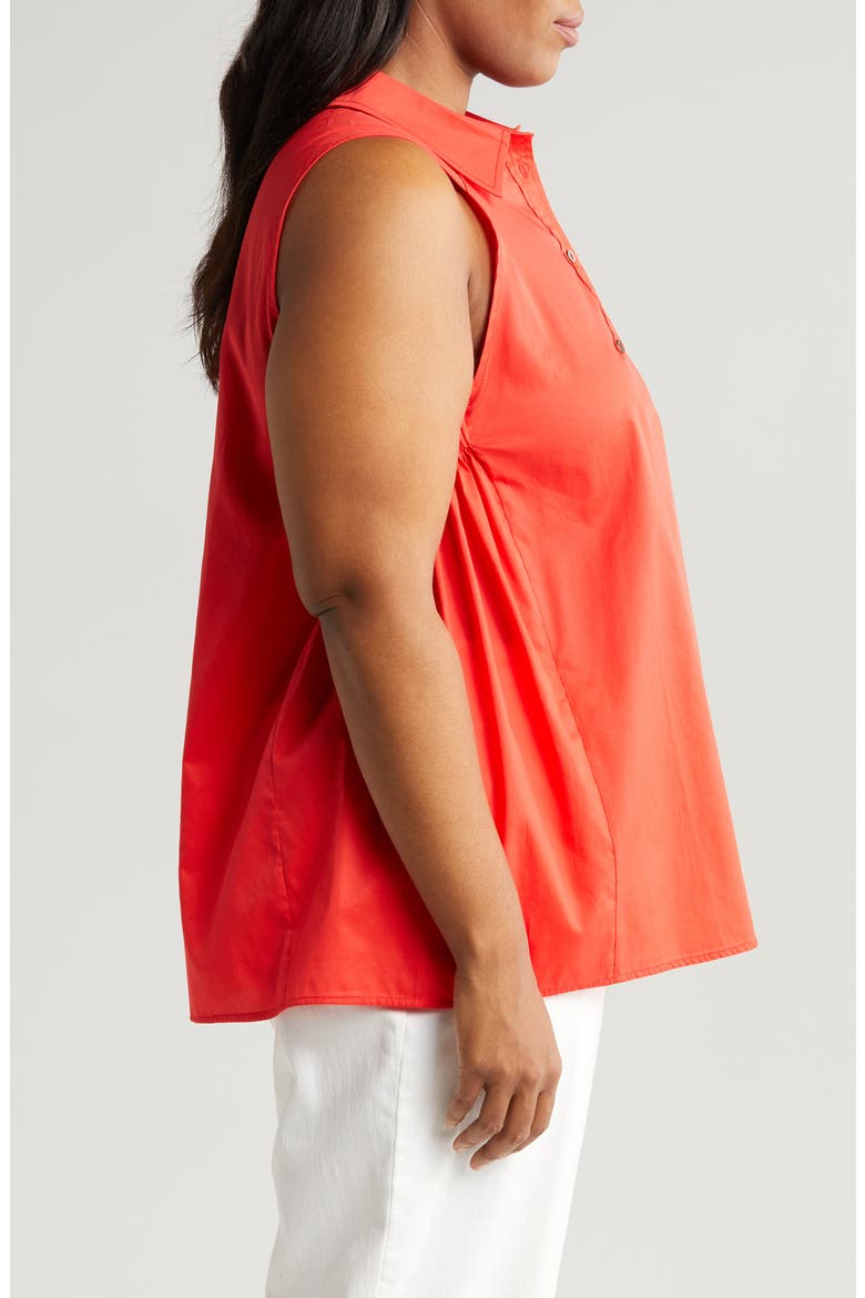 Ziva Sleeveless Button-Up Shirt, Alternate, color, POPPY RED